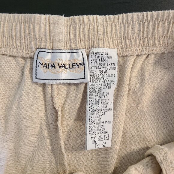 Napa Valley Linen Blend Natural Lounge Pants Drawstring 18W - Picture 3 of 8